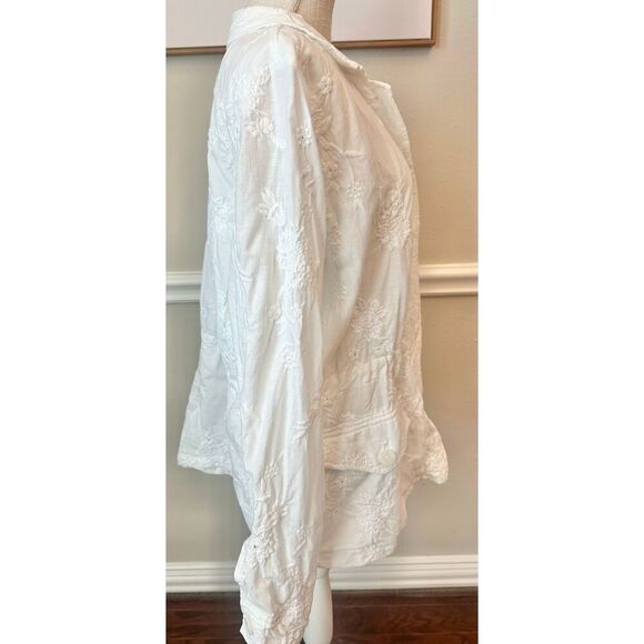 J Jill Eyelet Embroidered Cinch Waist Jacket Size Large - Picture 4 of 7